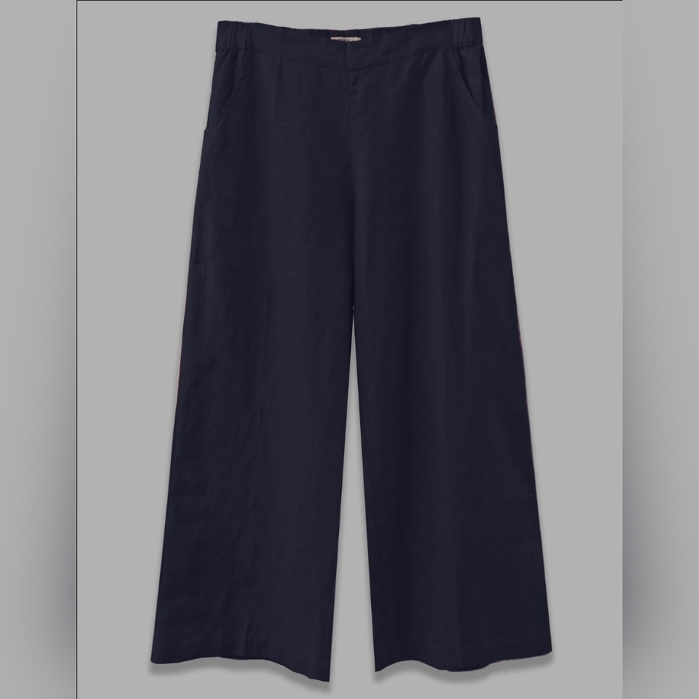 4 Our Dreamers Linen Wide Leg Navy Pants